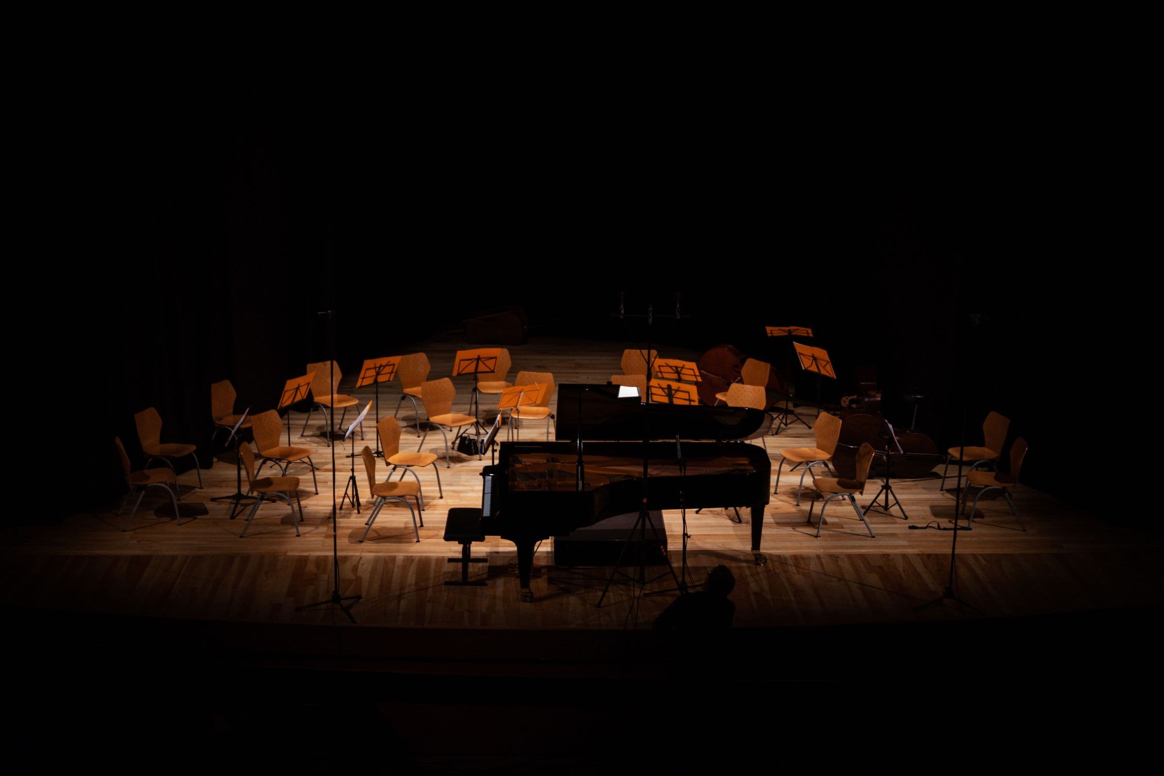 Concert stage with a grand piano